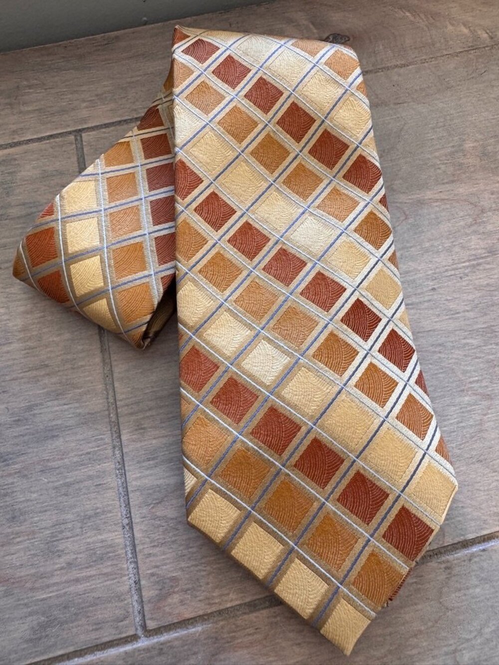 Warm & Polished! Statements Gold & Rust Geometric Tie